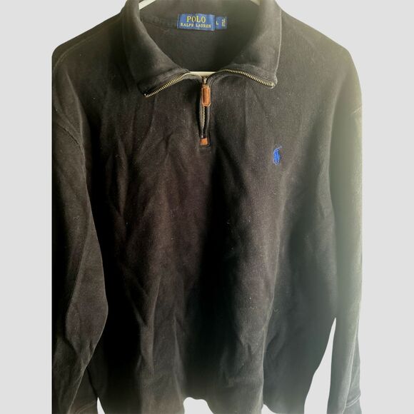 Polo Ralph Lauren Quarter zip Black Pullover size Lg - Picture 1 of 3